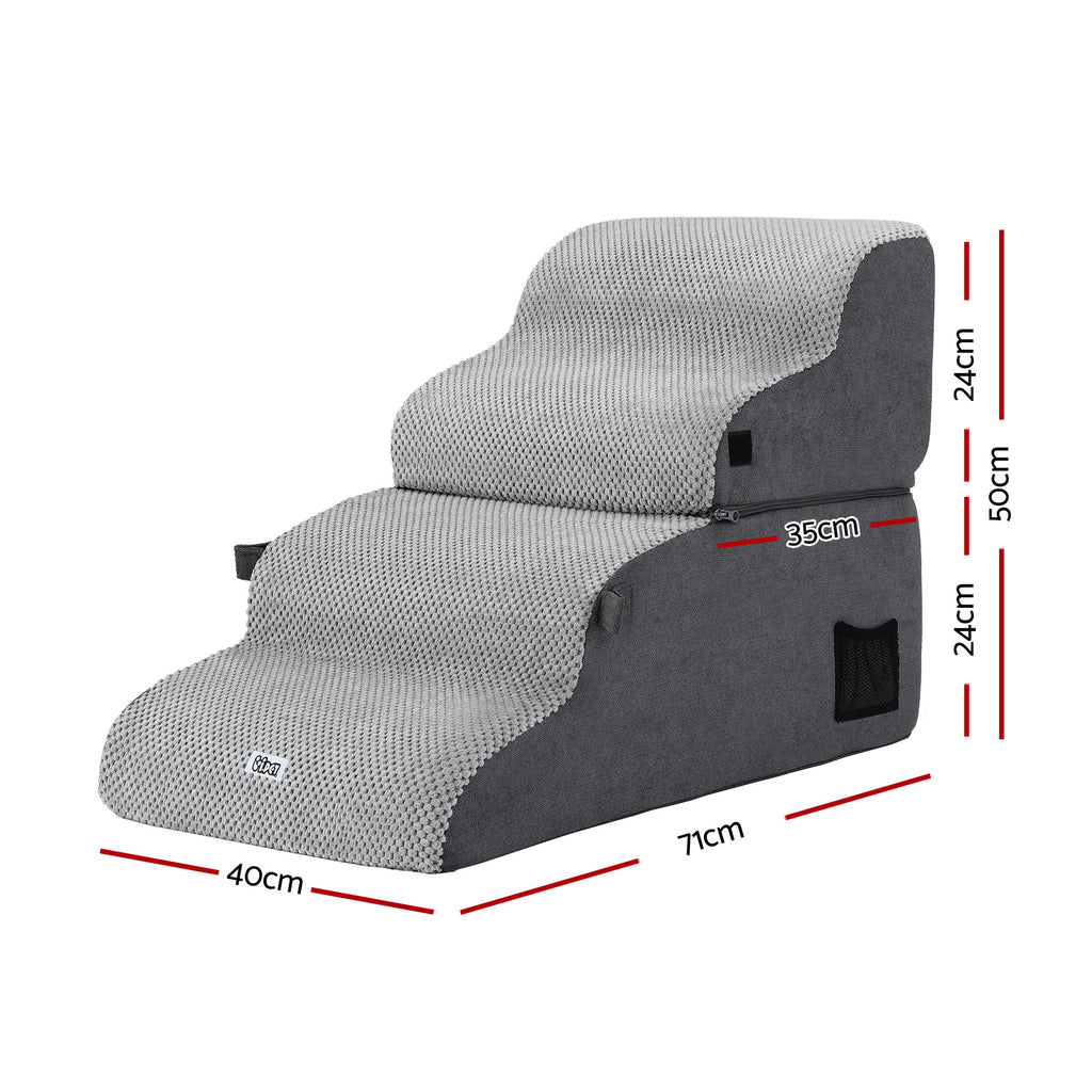 i.Pet 2-in-1 Dog Stairs & Bed – Grey