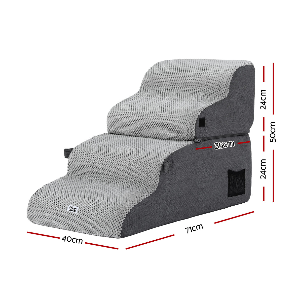 i.Pet 2-in-1 Dog Stairs & Bed – Grey
