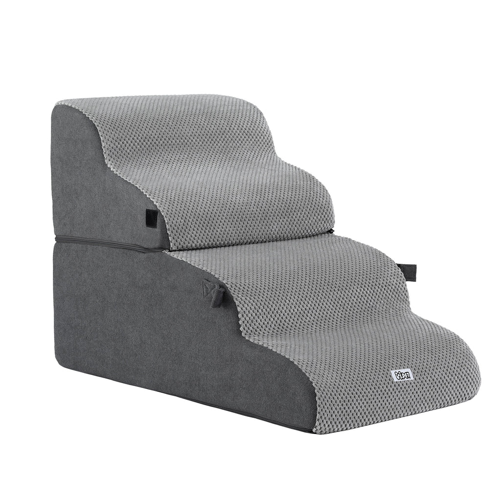 i.Pet 2-in-1 Dog Stairs & Bed – Grey
