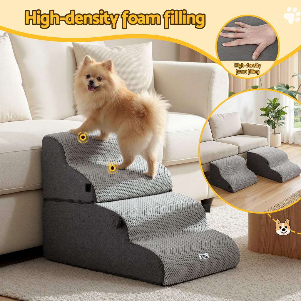i.Pet 2-in-1 Dog Stairs & Bed – Grey