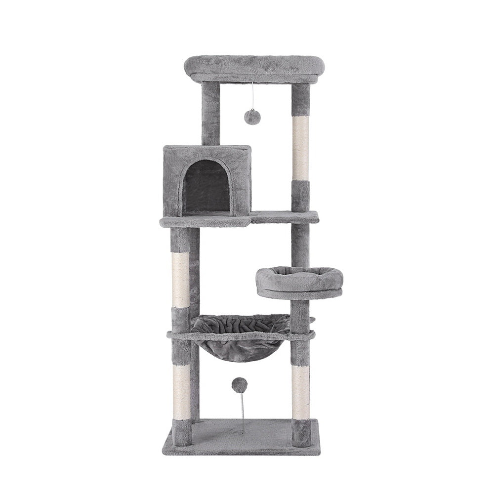 i.Pet 143cm Cat Tree & Scratching Tower – Grey