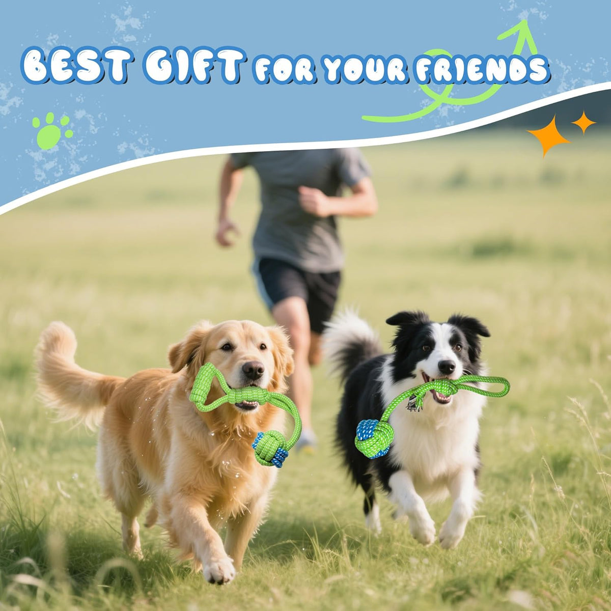 7-Piece Cotton Rope Dog Toy Set – Green